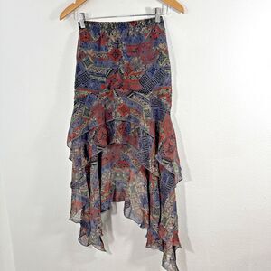 Milkway Skirt Womens XS Ruffle Asym Sheer Fairycore Cowgirl Hanky 90s Y2K‎